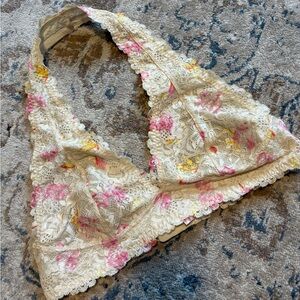 Free People Intimately Lace Halter Bralette - floral Large